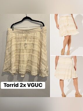 Torrid Cream Textured A-Line Skirt 2x